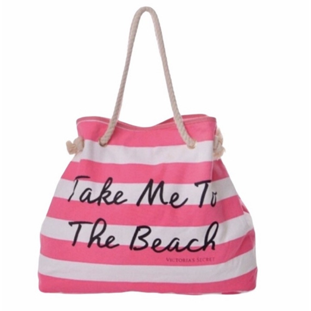Victoria's Secret Pink Striped The Beach Weekender Large Tote Bag Y2K